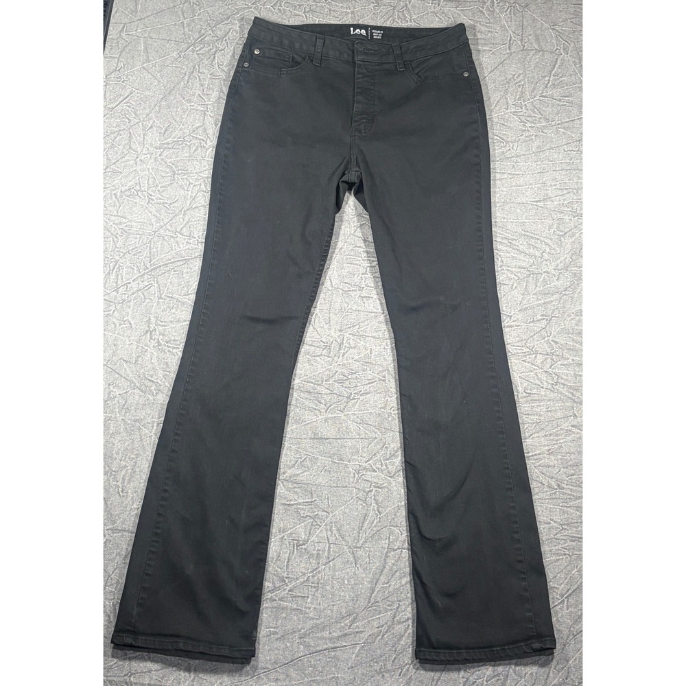 Lee Jeans‎ Women 12 L Black Regular Fit Bootcut Mid Rise Stretch Denim Pants
